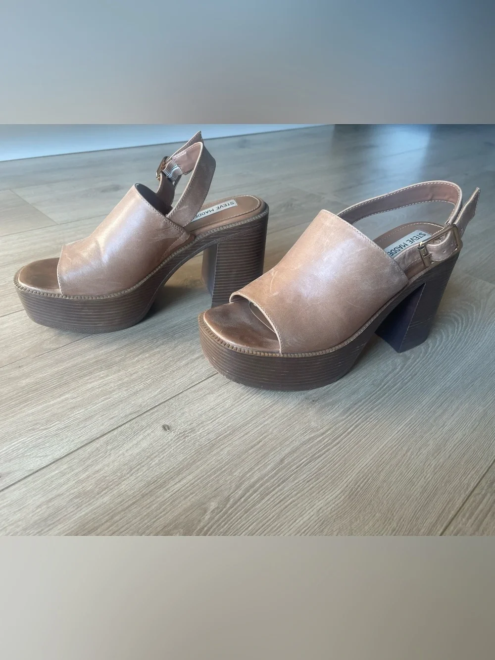 Steve Madden Brown Platform Slingback Sandals